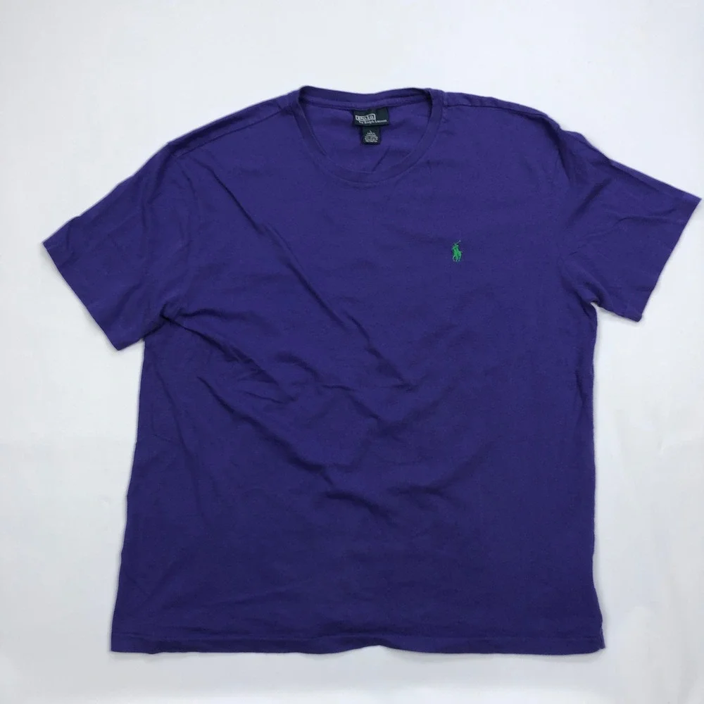 Polo Ralph Lauren T-Shirt Mens Large Purple Green Pony Vintage Cotton Tee L